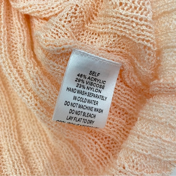 Em & Elle Knit Cropped Peach Fitted Button Front Cardigan Sweater - Picture 5 of 6